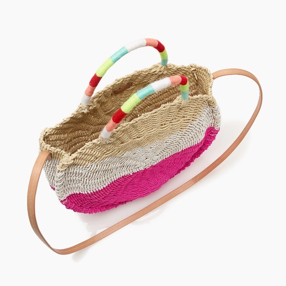 NWT‎ J.Crew Women's Circle Straw Tote in Colorblock - Picture 3 of 4